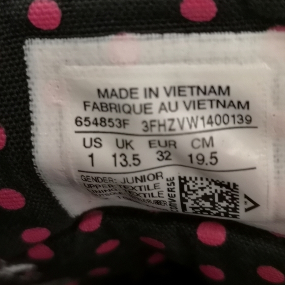 CONVERSE All Star Skate high top sneakers.Junior sz1 Black/grey&dots Sid… - Picture 5 of 6